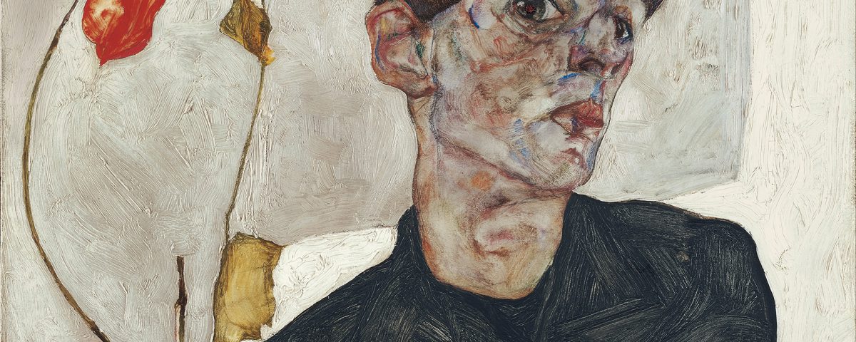 Egon Schiele - Self-Portrait with Physalis